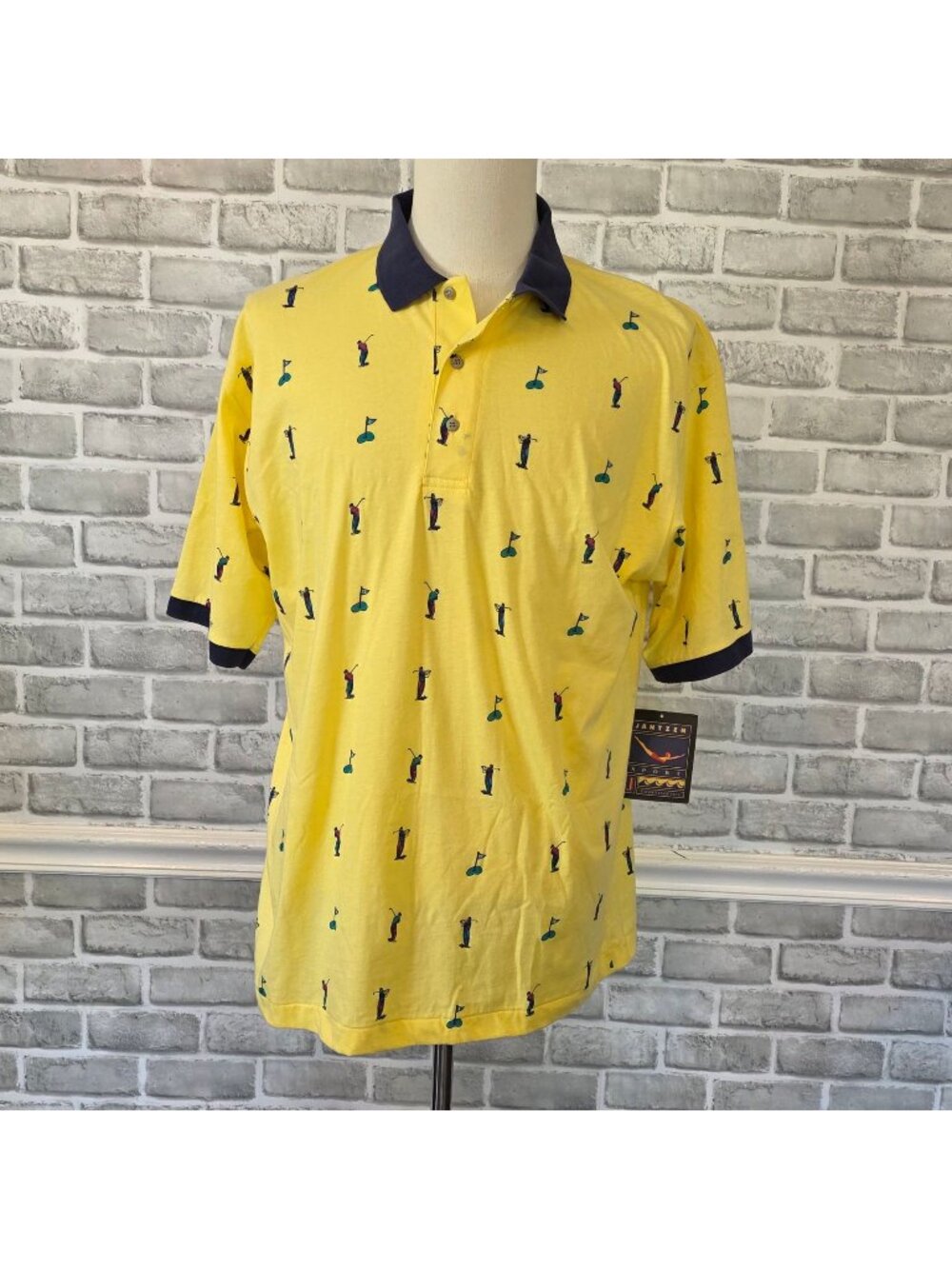 Vintage Jantzen Sport Golf AOP Polo Shirt NWT Large Grandpa Core Preppy Retro